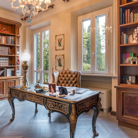 Catch up on work in style in the beautiful study