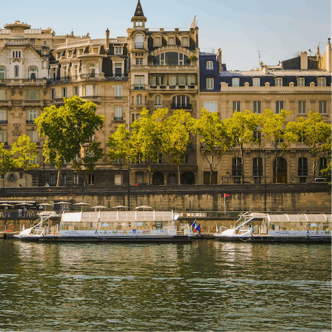 Take a river cruise down the Seine – fifteen minutes away on foot