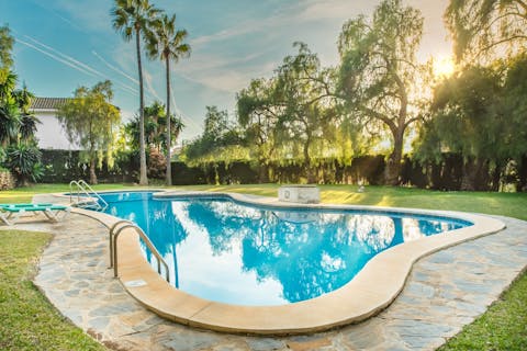 Cool off with a dip in one of two inviting swimming pools