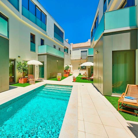 Make poolside lounging beside the shared pool your only firm plan of the day