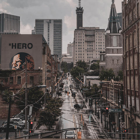 Stay in the historic Cabbagetown area of Atlanta