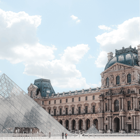 Visit the Mona Lisa at the Musée du Louvre, eleven minutes away on foot