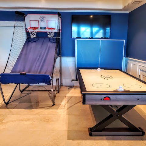 While away rainy afternoons playing basketball or air hockey in the games room