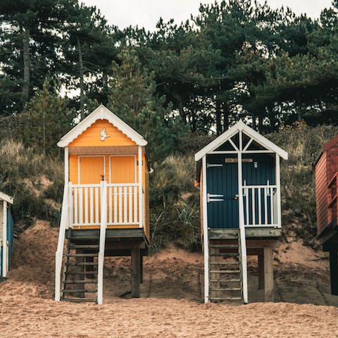 Rent a beach hut for sunny summer days down at the beach in Wells-next-the-Sea, thirteen miles away