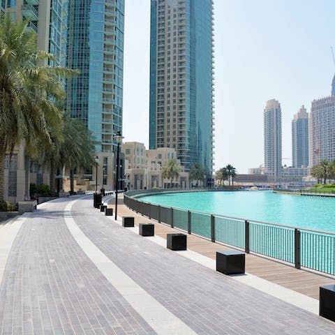 Visit the Dubai Marina, with waterside restaurants and thrill-seeking activities