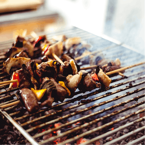 Light up the built-in grill for an evening barbecue