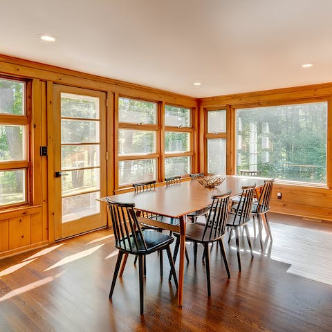 Enjoy the forest views and the natural light of this charming home