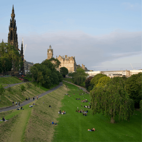 Pack a picnic and head eight minutes on foot to the lush greenery of Princes Street Gardens