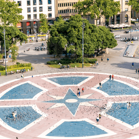 Wander down to Plaça Catalunya to soak up the atmosphere, it's just around the corner