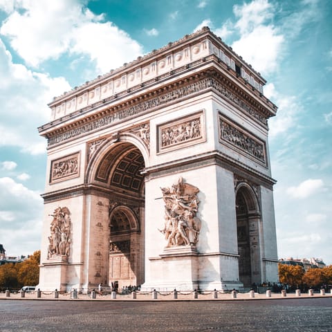 Walk to the Arc de Triomphe, one of Paris' most famous landmarks