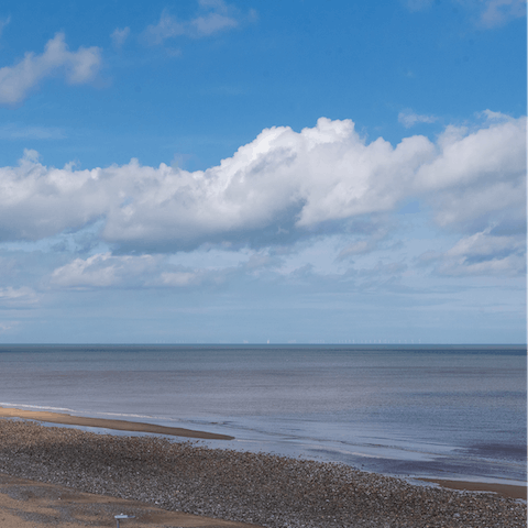 Skim stones along the beach, or brave the chill and go for a paddle – the beach is a short stroll away