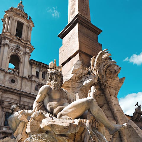 Marvel at the stunning fountains and beautiful architecture on show in Piazza Navona – it's just a couple of minutes away