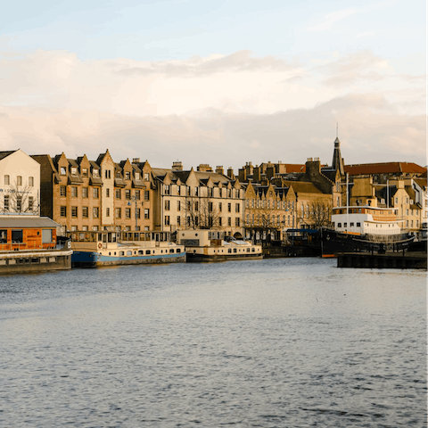Enjoy the delights of Leith as you stroll alongside the water
