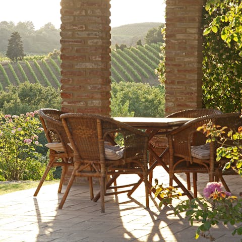 Gaze over vineyards as you sip an Italian espresso