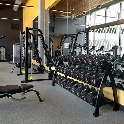 Start your mornings off strong with a workout in the communal gym