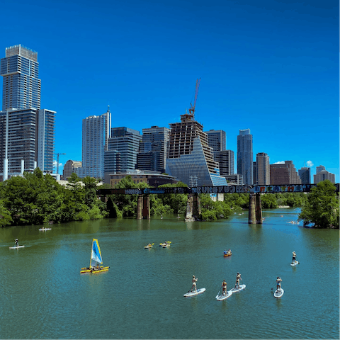 Paddle board on Lady Bird Lake, only minutes away