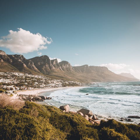 Explore the upmarket coastal suburb of Camps Bay, just a short drive away