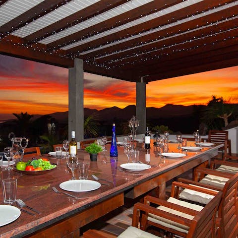 Admire spectacular sunsets while dining alfresco