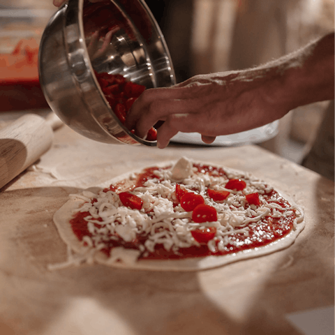 Enjoy a pizza evening on the terrace after a busy day spent exploring