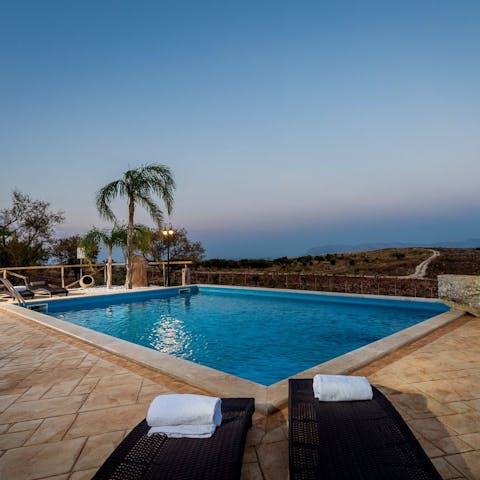 Catch a sunset with an evening dip in the private swimming pool