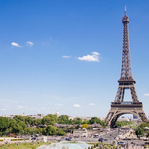 Visit the Eiffel Tower, a ten-minute walk from your door