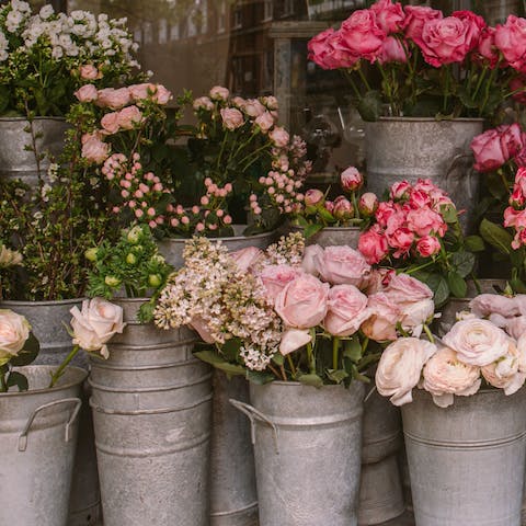 Pick up some flowers from Grenelle Market, a seven-minute stroll away