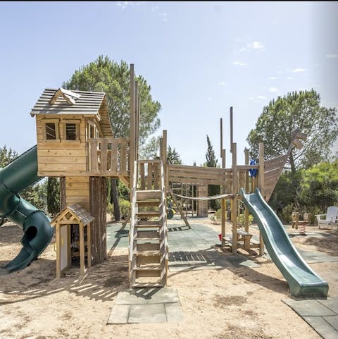 Let the kids play freely at the private playground 