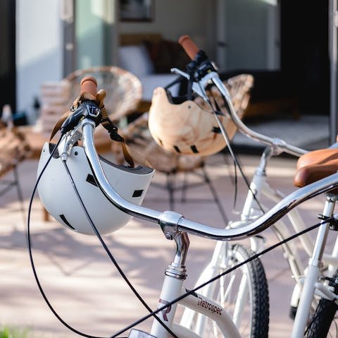 Explore the town on the bikes provided