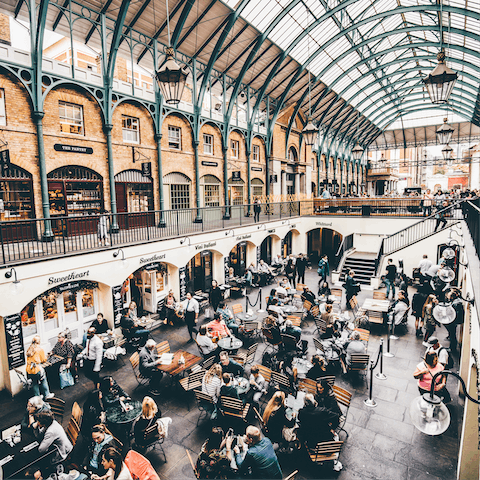 Head to Covent Garden for a bite to eat, only minutes away on foot