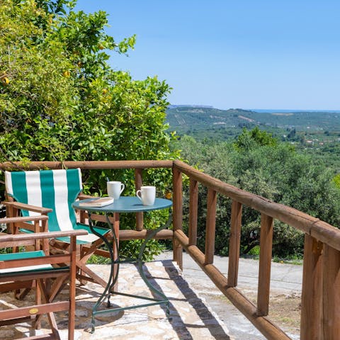 Sip your morning coffee as you admire the gorgeous green landscape of Crete