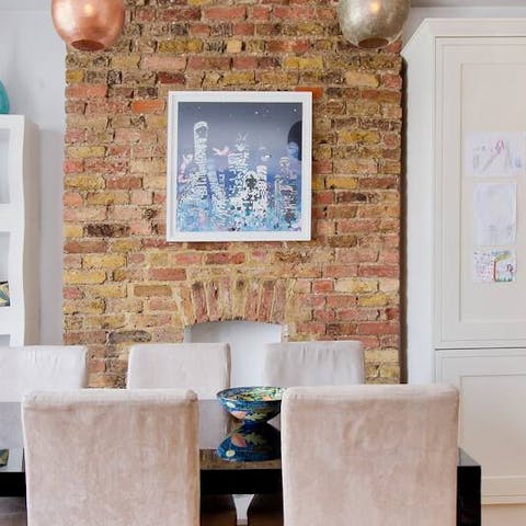The exposed brick wall