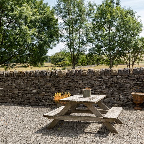 Sip wine in the courtyard and soak up the sunshine