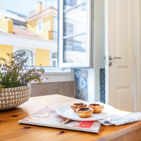 Nibble on a pastel de nata for breakfast before a busy day