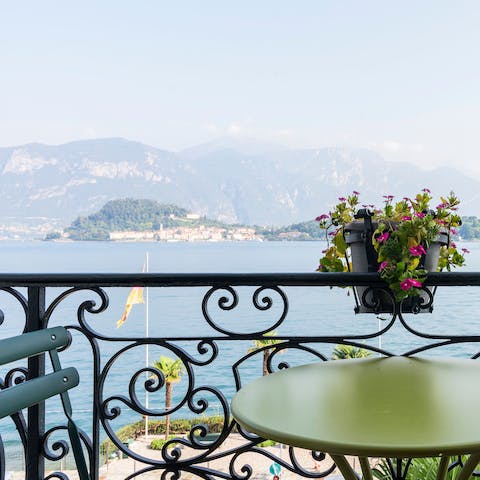 Take in a view of Bellagio across Lake Como from the pretty balcony