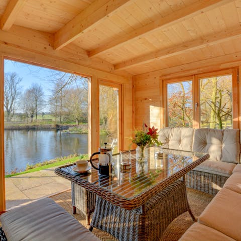 Make morning coffees overlooking the mill pond your only firm plan of the day