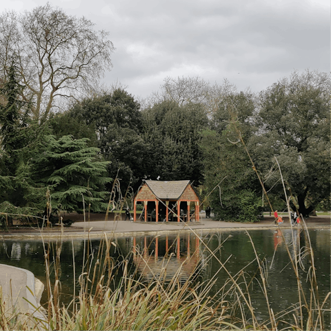 Stroll around the boating lake at nearby Battersea Park