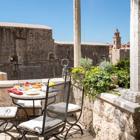 Sip your morning coffee from the terrace overlooking the fortress