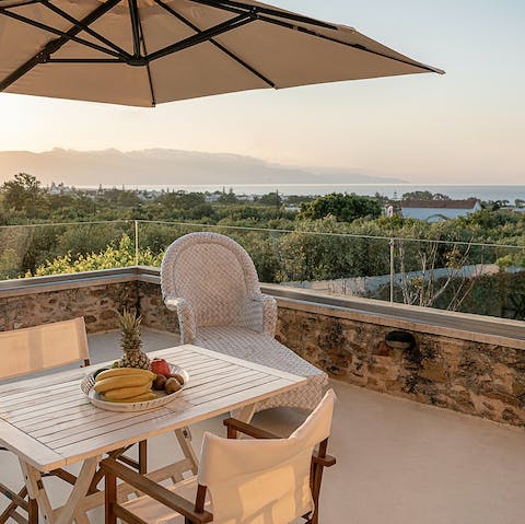 Savour idyllic sunset views from the roof terrace 