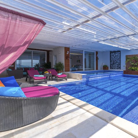 Have fun times at the vibrant poolside daybeds