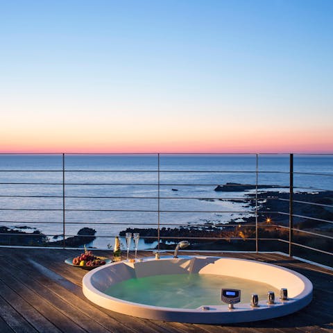 Soak your troubles away in the clifftop jacuzzi, the perfect spot to watch the sunset