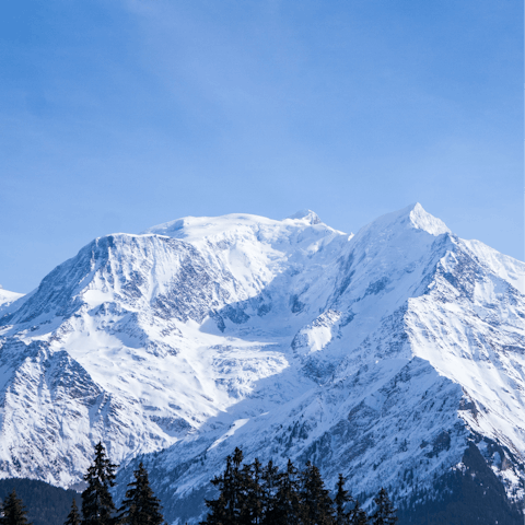 Stay in Les Houches, at the base of Mont Blanc, and enjoy the scenery