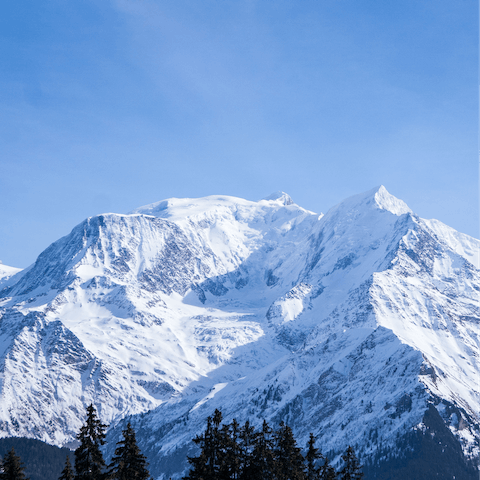 Stay in Les Houches, at the base of Mont Blanc, and enjoy the scenery