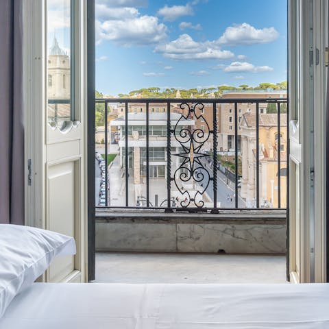 Gaze out over the historic neighbourhood from the comfort of your bed