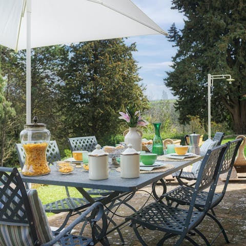 Sample the local olives and wine while dining alfresco