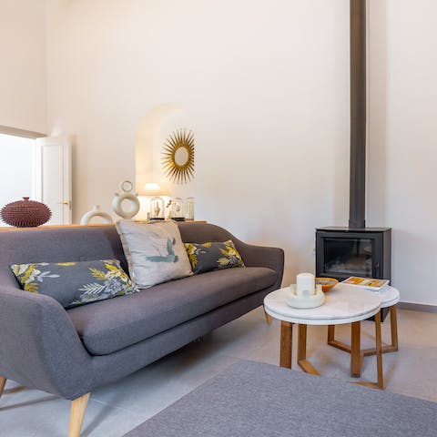Keep warm on the cold nights by cosying up around the woodburner