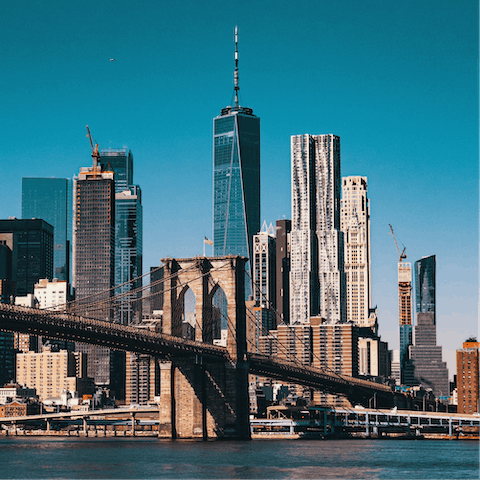 Catch a ferry for incredible views of local landmarks such as Brooklyn Bridge