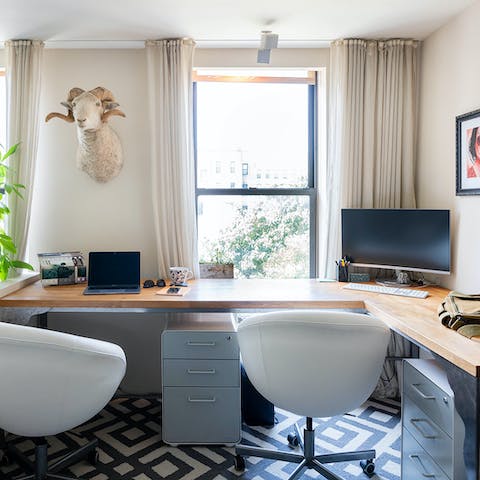 Work from home at the luxurious corner desk 