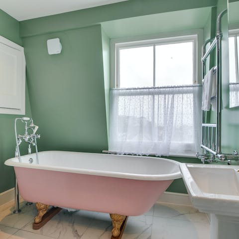 Indulge in some me time with a soak in the freestanding bath
