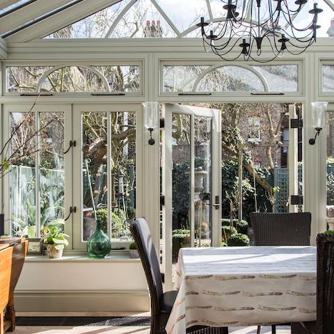 Dine in the beautiful, classic-style conservatory