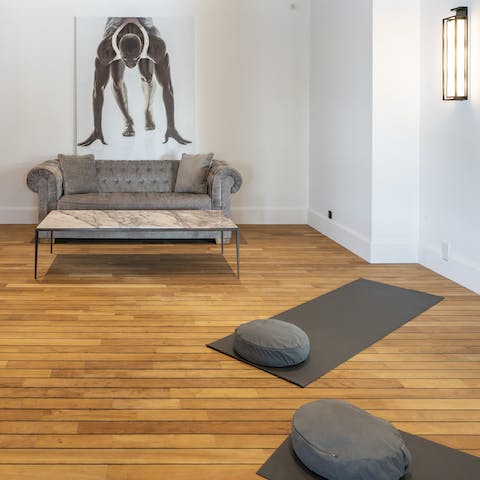 Find your zen in the yoga room with a relaxing flow